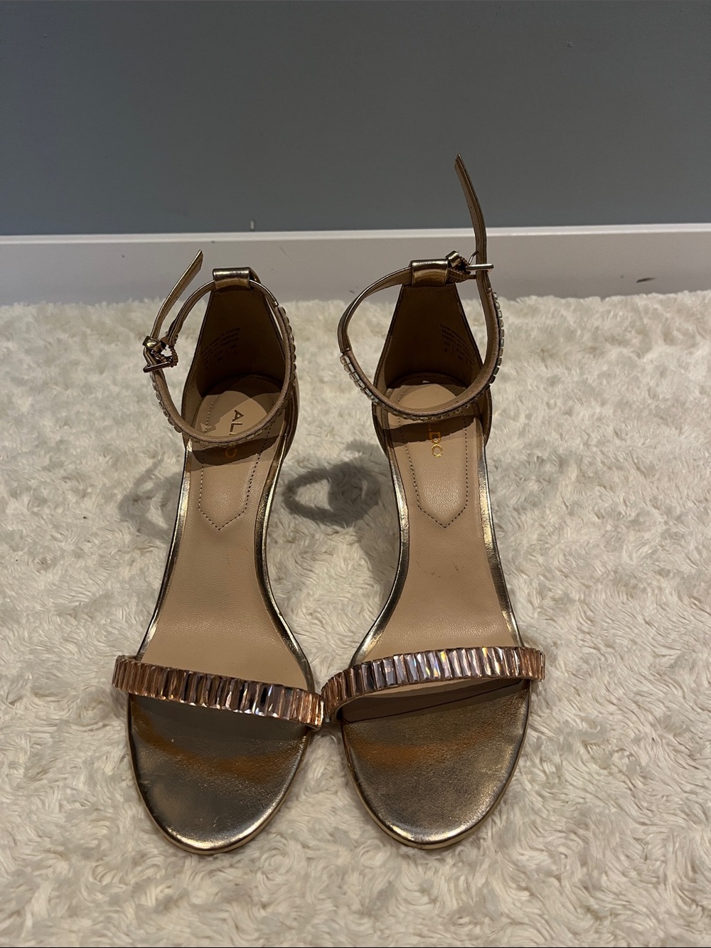 ALDO Gold Ankle Strap Heels